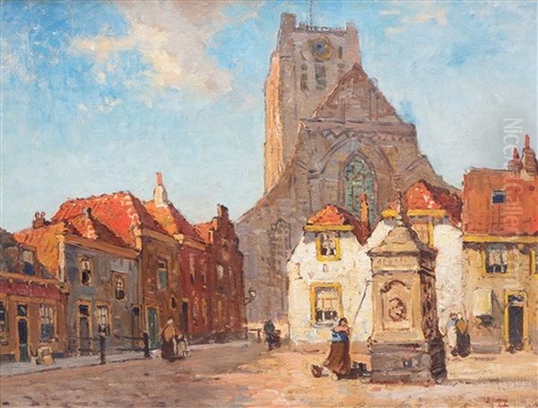 The Grote Or Sint-catharijne Church In Den Briel Oil Painting by Bernardus Petrus (Ben) Viegers