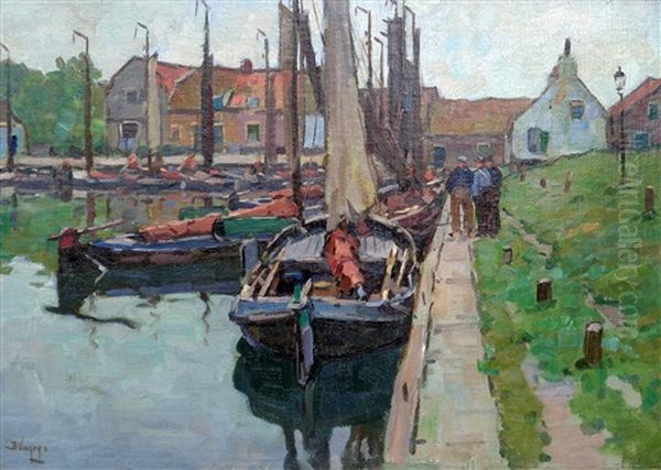 The Harbor Of Elburg Oil Painting by Bernardus Petrus (Ben) Viegers