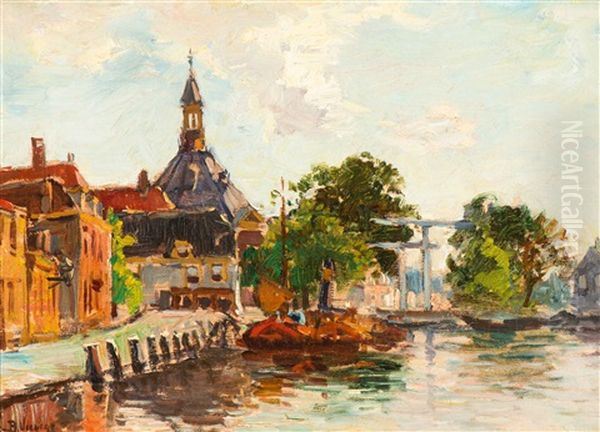 Leidsendam Oil Painting by Bernardus Petrus (Ben) Viegers