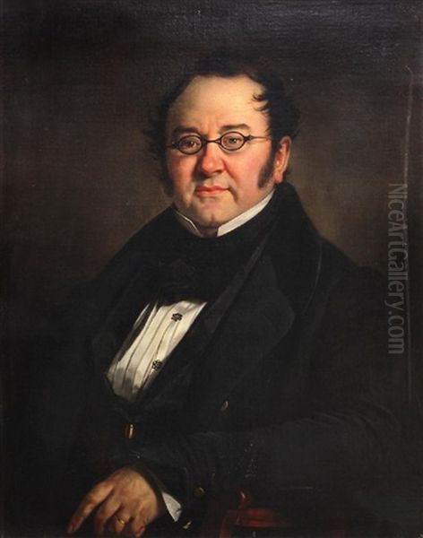 Portrait Of Composer, Franz Schubert Oil Painting by Josef Bartholomeus Vieillevoye