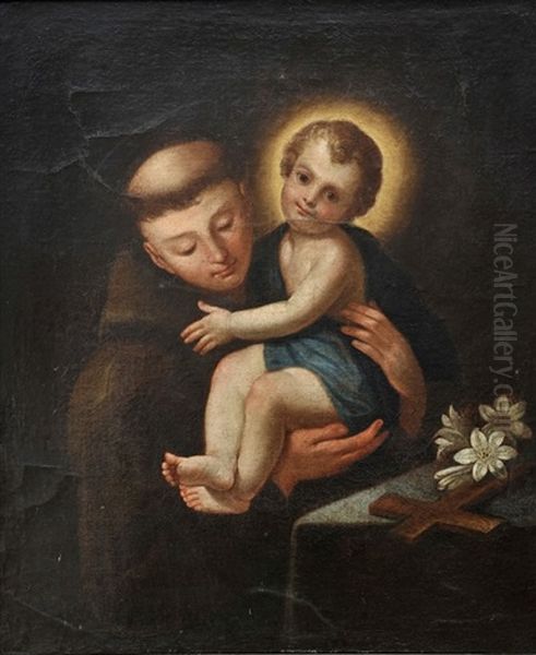 Santo Antonio Com Menino Jesus Oil Painting by Francisco Vieira de Mattos the Elder