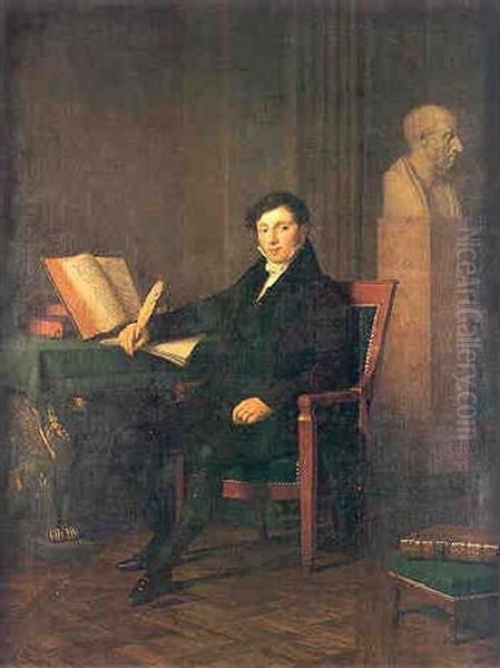 Portrait De Jeune Homme Assis A Son Bureau Oil Painting by Joseph Marie Vien the Younger