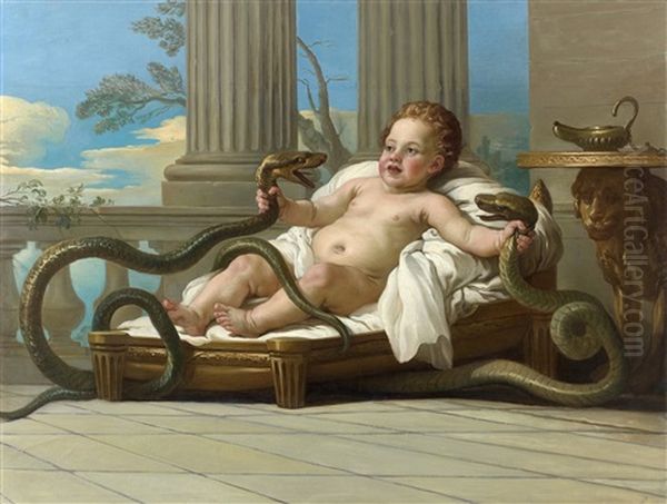 Hercule Au Berceau Etouffant Les Serpents Oil Painting by Joseph Marie Vien