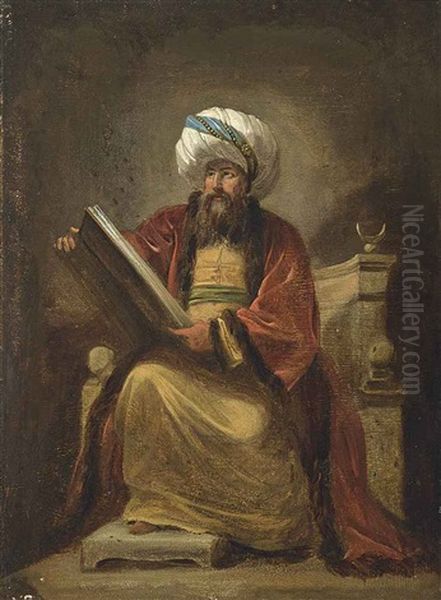 Portrait Of A Gentleman Dressed As A Turkish Mufti Oil Painting by Joseph Marie Vien