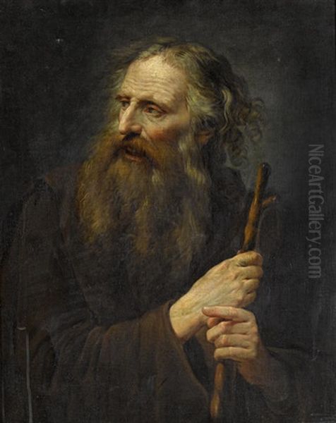 A Hermit Oil Painting by Joseph Marie Vien