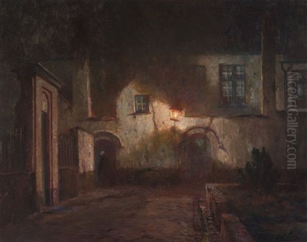 Beguinage A Courtrai Le Soir Oil Painting by Emmanuel Vierin