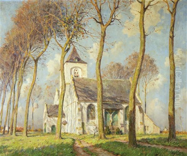 L'eglise Saint-laurent A Steenkerke Oil Painting by Emmanuel Vierin