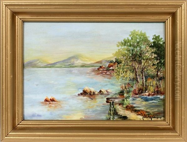 New Mexico Shoreline Landscape Oil Painting by Carlos Vierra