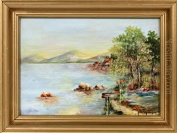 Shoreline Landscape Oil Painting by Carlos Vierra