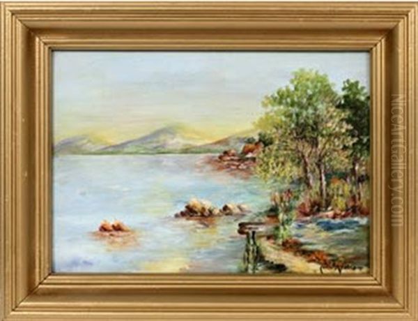 Shoreline Landscape Oil Painting by Carlos Vierra