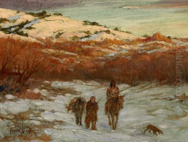 Hunters In The Snow Oil Painting by Carlos Vierra