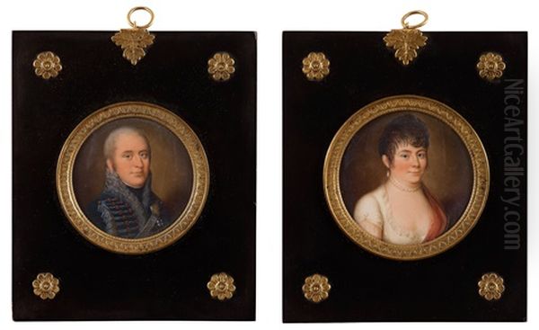 Jacob Otto Cronstedt (1766-1828) & Ulrika Eleonora Cronstedt (born Wrangel Af Sauss) (1768-1829) (pair) Oil Painting by Carl (John Charles Frederick) Viertel