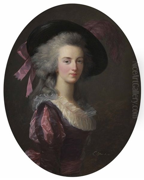 Portrait Of La Marechale-comtesse De Mailly, Nee Blanche Charlotte Marie Felicite De Narbonne Pelet (1761-1840), Half-length Oil Painting by Elisabeth Louise Vigee Le Brun