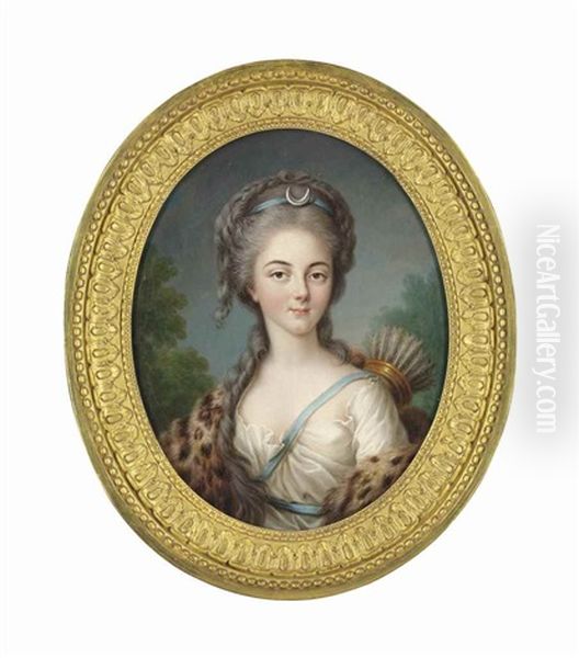 Portrait Of Anne Charlotte Of Lorraine, Mademoiselle De Brionne (1755- 1786), As Diana, Bust-length Oil Painting by Elisabeth Louise Vigee Le Brun