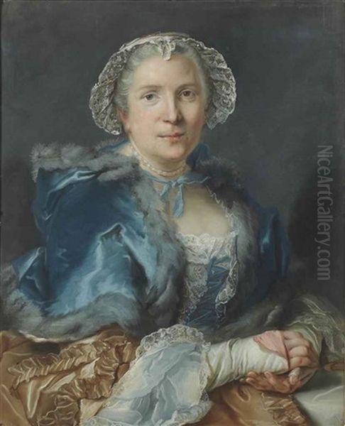 Portrait De Femme En Buste A La Robe Bleue Oil Painting by Louis Vigee