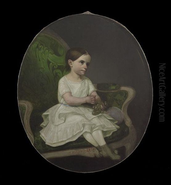 Portrait Of A Young Child Eating Grapes Oil Painting by Jean Louis Victor Viger du Vigneau