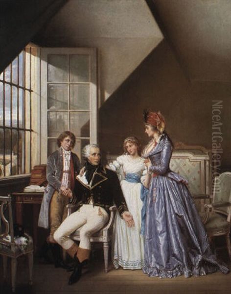 Visite De Josephine De Beauharnais . Son Mari... Oil Painting by Jean Louis Victor Viger du Vigneau