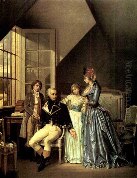 Visite De Josephine De Beauharnais A Son Mari Le            General Vicomte De Beauharnais, Detenu A La Prison Oil Painting by Jean Louis Victor Viger du Vigneau