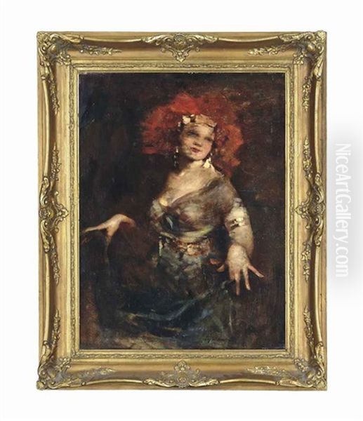 Femme Fatale Oil Painting by Bertalan (Bartholomaus) Vigh