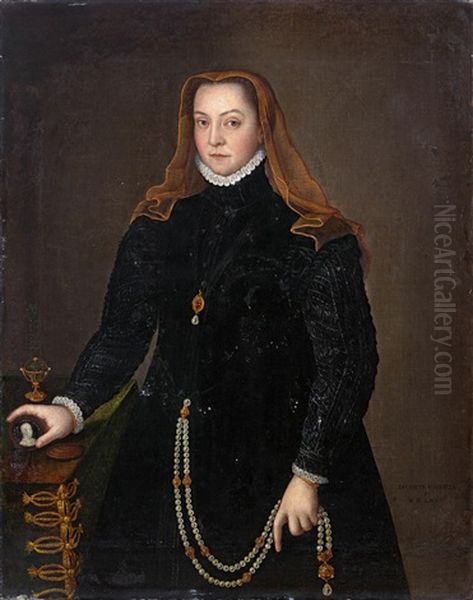 Portrait Of Vittoria Farnese (1521-1602), Three Quarter Length Oil Painting by Giacomo Vighi