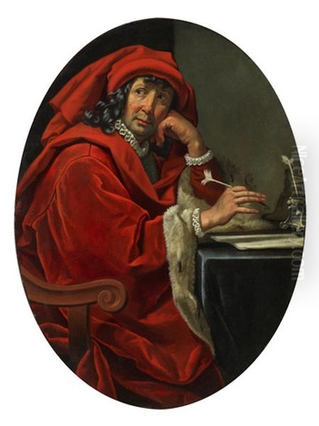 Saint John The Evangelist Enthroned Oil Painting by Jacopo Vignali