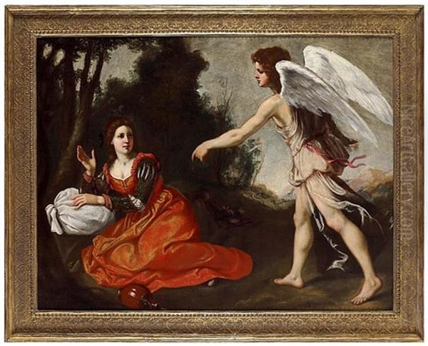 Agar And The Angel Oil Painting by Jacopo Vignali