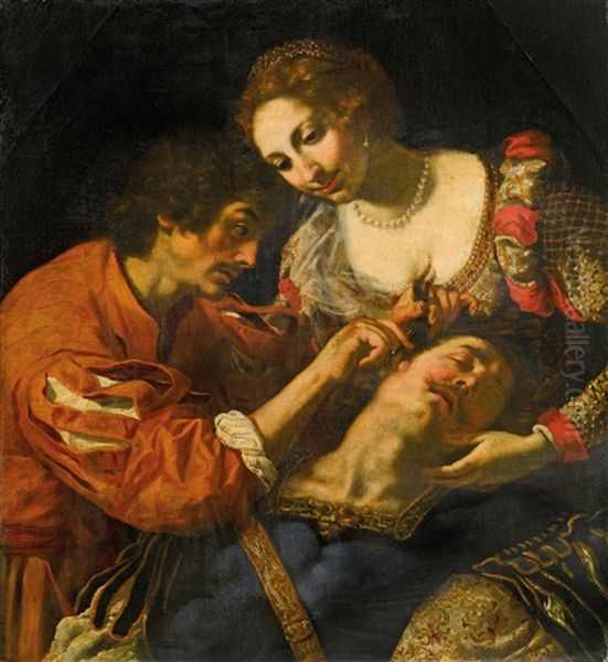 Samson And Dalila Oil Painting by Jacopo Vignali