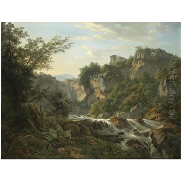 A View Of Tivoli Oil Painting by Edouard De Vigne