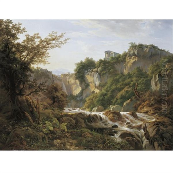 A View Of Tivoli Oil Painting by Edouard De Vigne