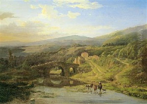 Italienische Landschaft Oil Painting by Edouard De Vigne