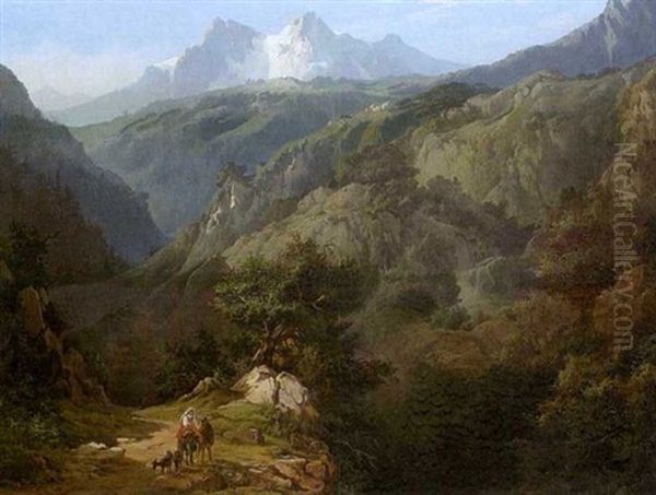 Gebirgslandschaft Oil Painting by Edouard De Vigne