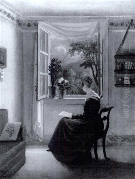 The Open Window Oil Painting by Pierre Roch Vigneron