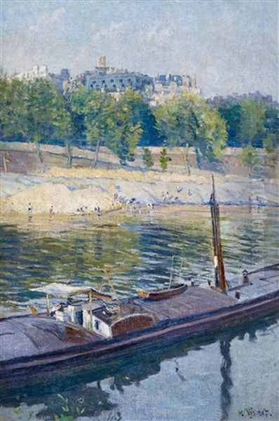 An Der Seine In Paris Oil Painting by Henri Vignet