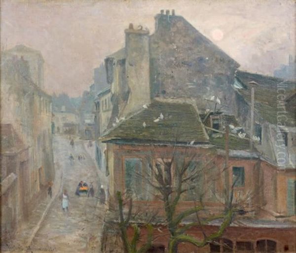 Rue Du Mont Cenis, Soleil D'hiver Oil Painting by Henri Vignet