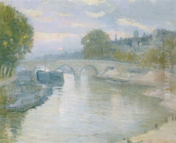 Paris, Les Quais Oil Painting by Henri Vignet