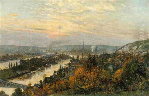 A View Of Rouen Oil Painting by Henri Vignet