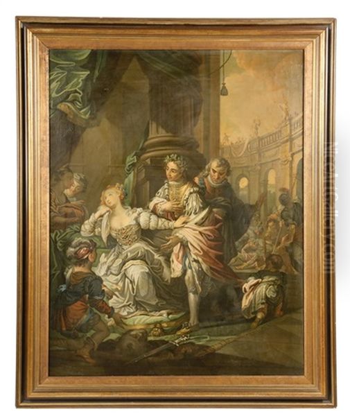 Salome Presenting The Head Of John The Baptist To Herod And Herodias Oil Painting by Claude Vignon