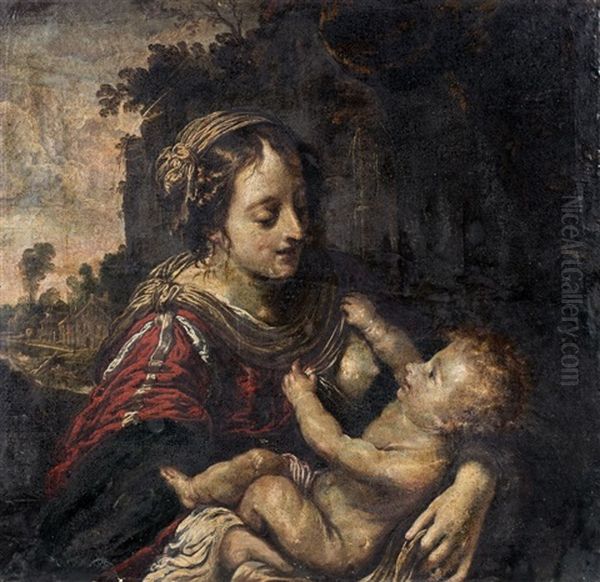 La Vierge A L'enfant Oil Painting by Claude Vignon