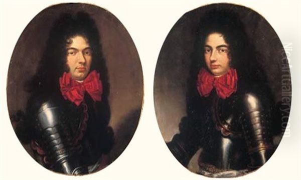 Portrait De Deux Fils De Louis Xiv(?) (in 2 Parts) Oil Painting by Philippe Vignon