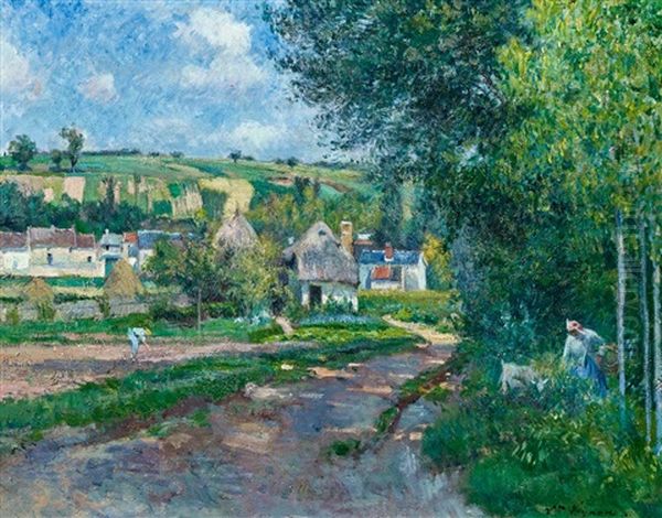 Blick Auf Auvers An Der Oise Oil Painting by Victor Alfred Paul Vignon