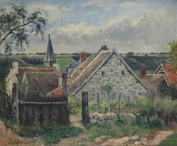 Rural Landscape Oil Painting by Victor Alfred Paul Vignon