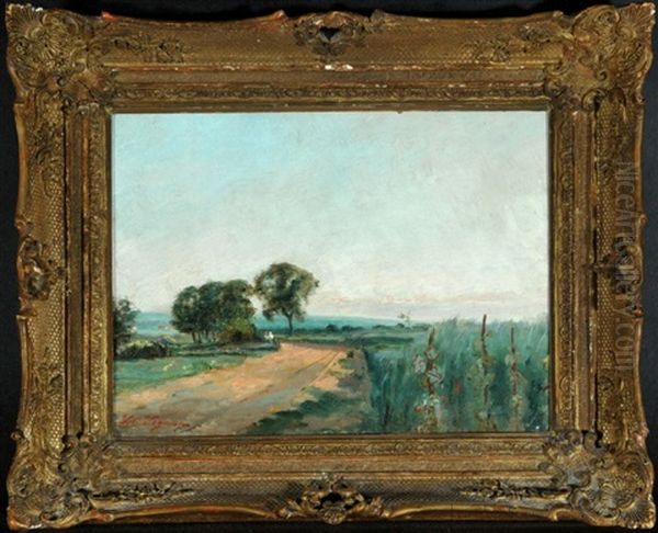 Feldweg In Weiter Landschaft Oil Painting by Victor Alfred Paul Vignon