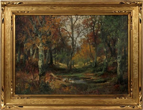 Fall Forest Landscape Oil Painting by Karl Vikas