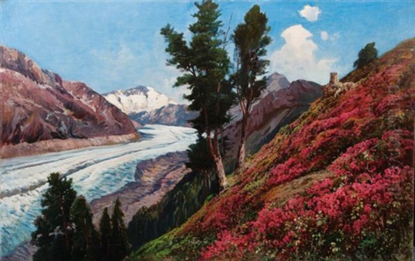 Glacier Of The Grosglockner Oil Painting by Karl Vikas