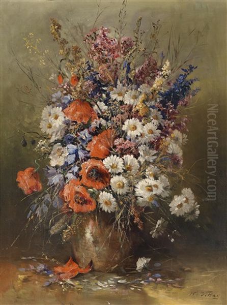 Groser Sommerblumenstraus Oil Painting by Karl Vikas