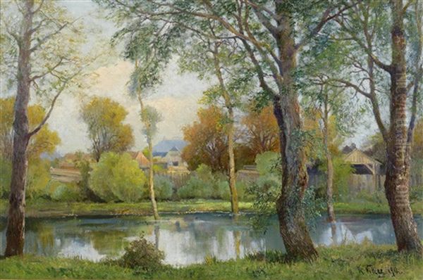 Teichlandschaft Bei Radkersburg Oil Painting by Karl Vikas