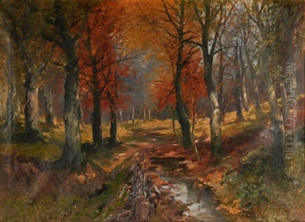 Autumn Woods Oil Painting by Karl Vikas