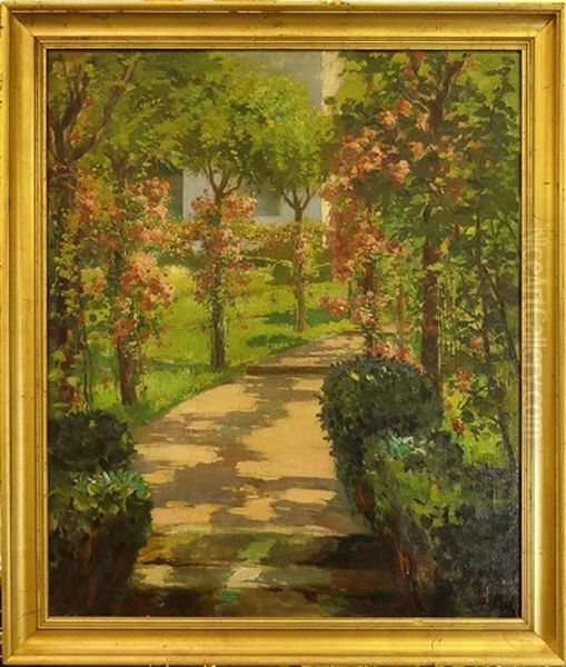 The Garden Of The House, San Sebastian Oil Painting by Julio Vila y Prades