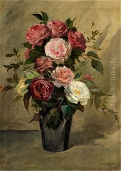 Jarron Con Rosas Oil Painting by Julio Vila y Prades