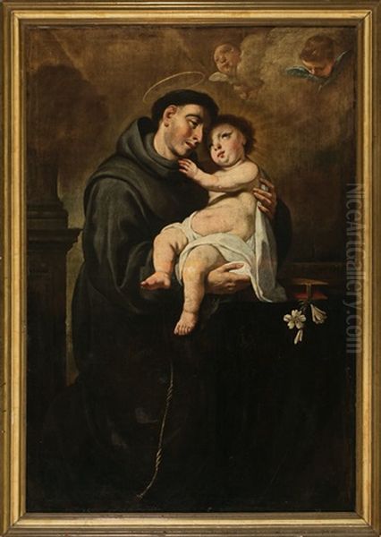 San Antonio De Padua Oil Painting by Antonio Viladomat Y Manalt